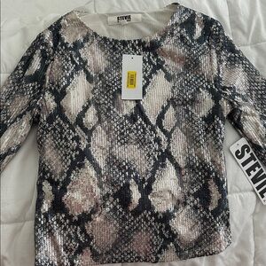 Steve Madden Snake Print Blouse - Black and Gray